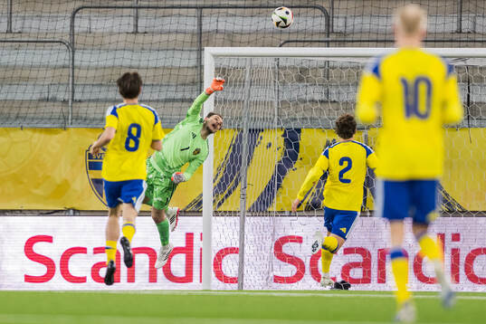 Goalkeeper Elis Bishesari of Sweden