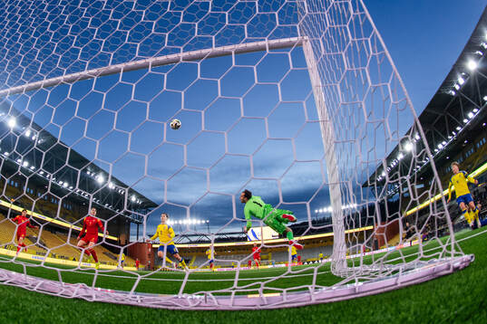 Goalkeeper Elis Bishesari of Sweden