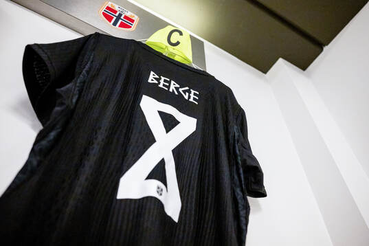 The kit of Sander Berge of Norway in the dressing room