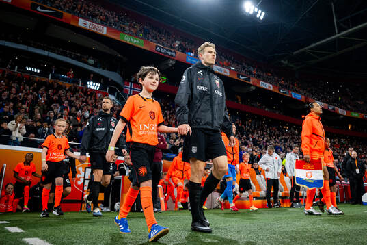 Torbjørn Lysaker Heggem of Norway enters the pitch