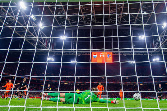 Goalkeeper Ørjan Håskjold Nyland of Norway makes a save
