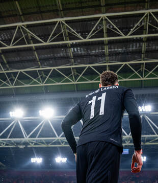Jørgen Strand Larsen of Norway at half-time