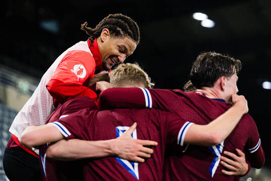 Rasmus Holten of Norway celebrates with Alwande Roaldsøy