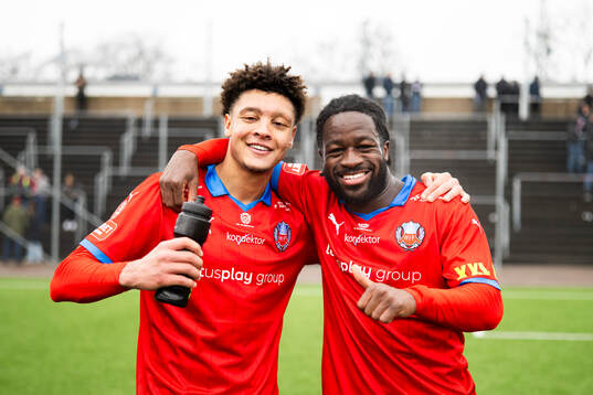 Helsingborgs Femi Awodesu och Kevin Nyarko