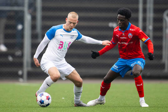 Helsingborgs Daouda Amadou och IK Oddevolds Olle Kjellman
