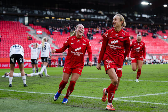 Lauren Davidson of Brann celebrates