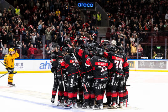 Malmö Redhawks spelare jublar