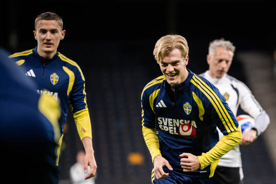 Lucas Bergvall of the Swedish national football team at a