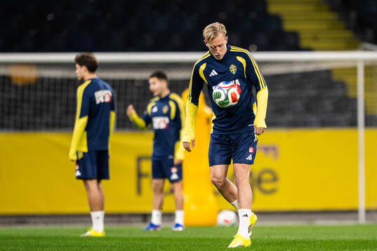 Herman Johansson of the Swedish national football team at a
