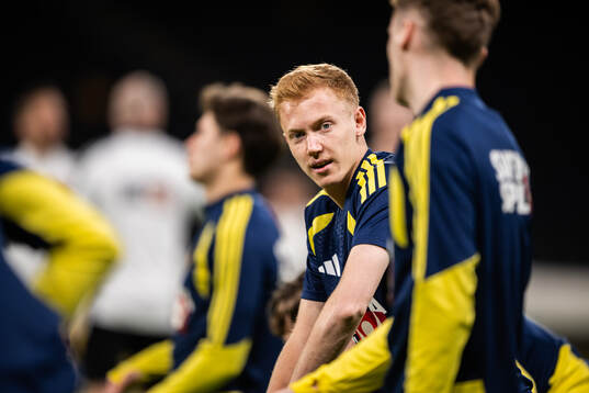 Hugo Larsson of the Swedish national football team at a