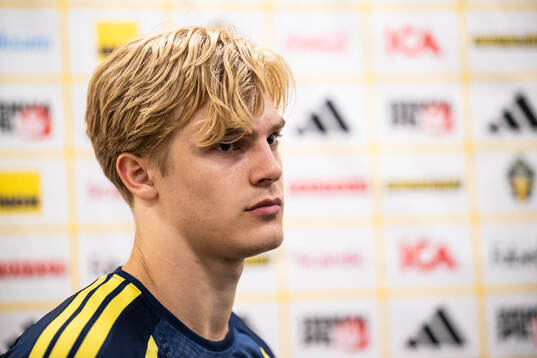 Lucas Bergvall of the Swedish national football team