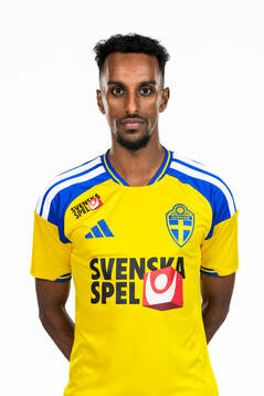 Taha Abdi Ali of the Swedish national football team poses