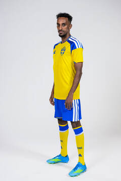 Taha Abdi Ali of the Swedish national football team poses