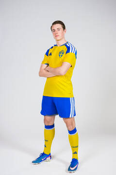 Elliot Stroud of the Swedish national football team poses
