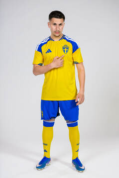 Roony Bardghji of the Swedish national football team poses