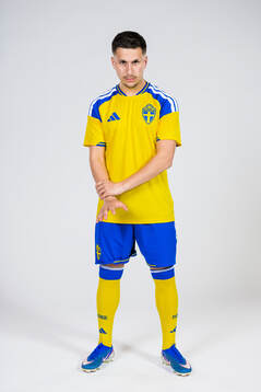 Roony Bardghji of the Swedish national football team poses