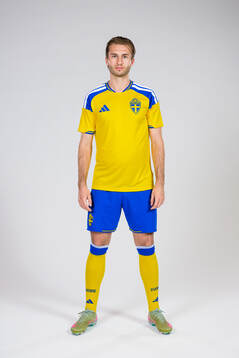 Benjamin Nygren of the Swedish national football team poses