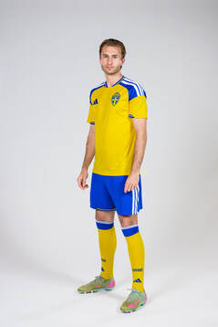 Benjamin Nygren of the Swedish national football team poses