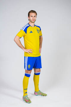 Benjamin Nygren of the Swedish national football team poses