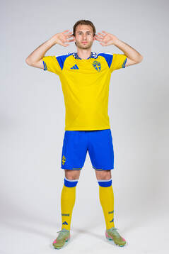 Benjamin Nygren of the Swedish national football team poses