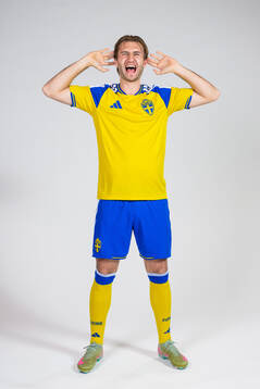 Benjamin Nygren of the Swedish national football team poses
