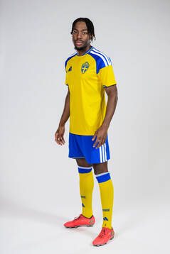 Anthony Elanga of the Swedish national football team poses