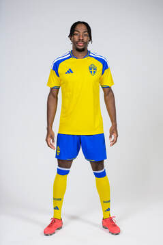 Anthony Elanga of the Swedish national football team poses
