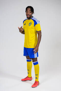 Anthony Elanga of the Swedish national football team poses