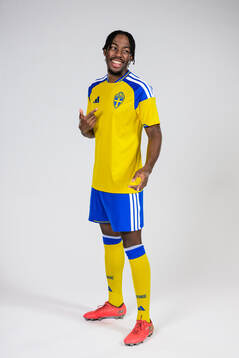 Anthony Elanga of the Swedish national football team poses