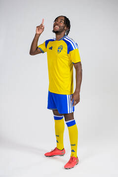 Anthony Elanga of the Swedish national football team poses