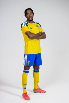 Anthony Elanga of the Swedish national football team poses