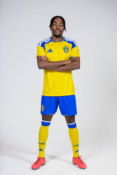 Anthony Elanga of the Swedish national football team poses