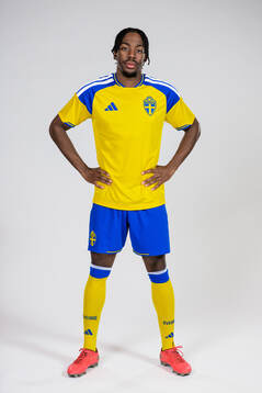 Anthony Elanga of the Swedish national football team poses