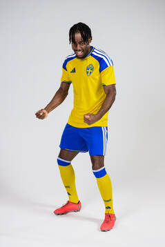 Anthony Elanga of the Swedish national football team poses