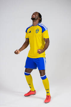 Anthony Elanga of the Swedish national football team poses