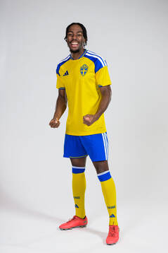 Anthony Elanga of the Swedish national football team poses