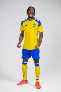 Anthony Elanga of the Swedish national football team poses