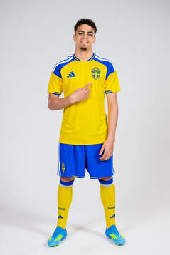 Yasin Ayari of the Swedish national football team poses for