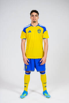 Yasin Ayari of the Swedish national football team poses for
