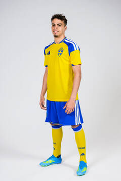Yasin Ayari of the Swedish national football team poses for