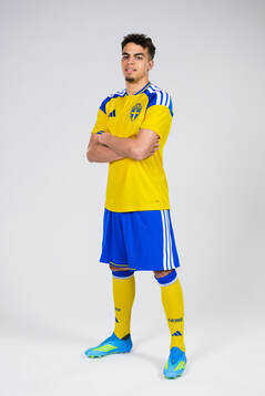 Yasin Ayari of the Swedish national football team poses for