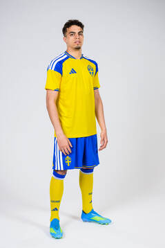 Yasin Ayari of the Swedish national football team poses for