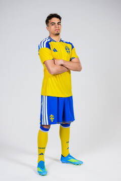 Yasin Ayari of the Swedish national football team poses for