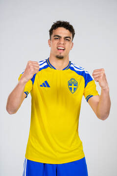 Yasin Ayari of the Swedish national football team poses for