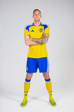 Gustaf Nilsson of the Swedish national football team poses