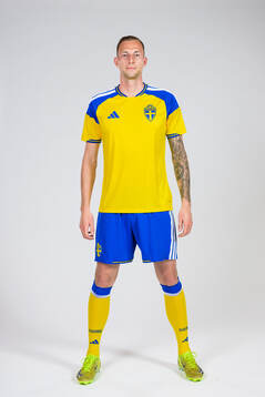 Gustaf Nilsson of the Swedish national football team poses