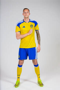 Gustaf Nilsson of the Swedish national football team poses