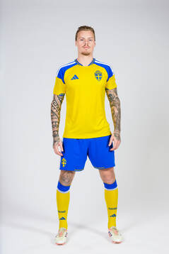 Victor Eriksson of the Swedish national football team poses
