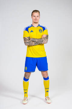 Victor Eriksson of the Swedish national football team poses