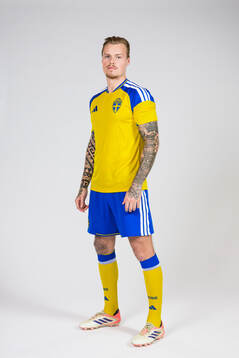Victor Eriksson of the Swedish national football team poses